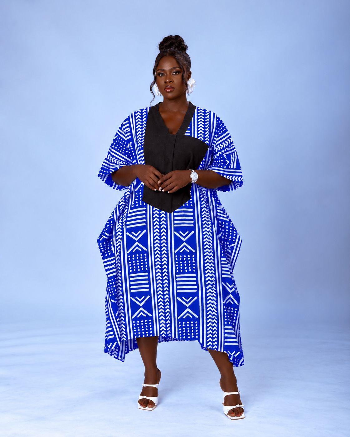 Emma Aso Oke Bubu| Blue and White Print
