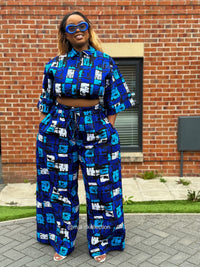 Tosin Ankara High Waisted Trouser | Blue African Print