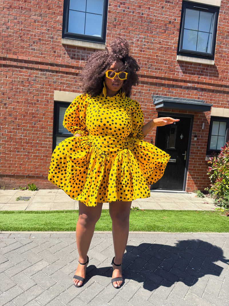 Oneil Mini Dress | Yellow Polkda Dot Mini Dress M.A.DKollection Oneil Mini Dress | Yellow Polkda Dot Mini Dress M.A.DKollection
