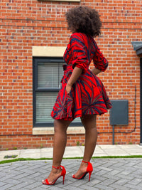 Beatrice Ankara Short Mini Dress | Red African Print
