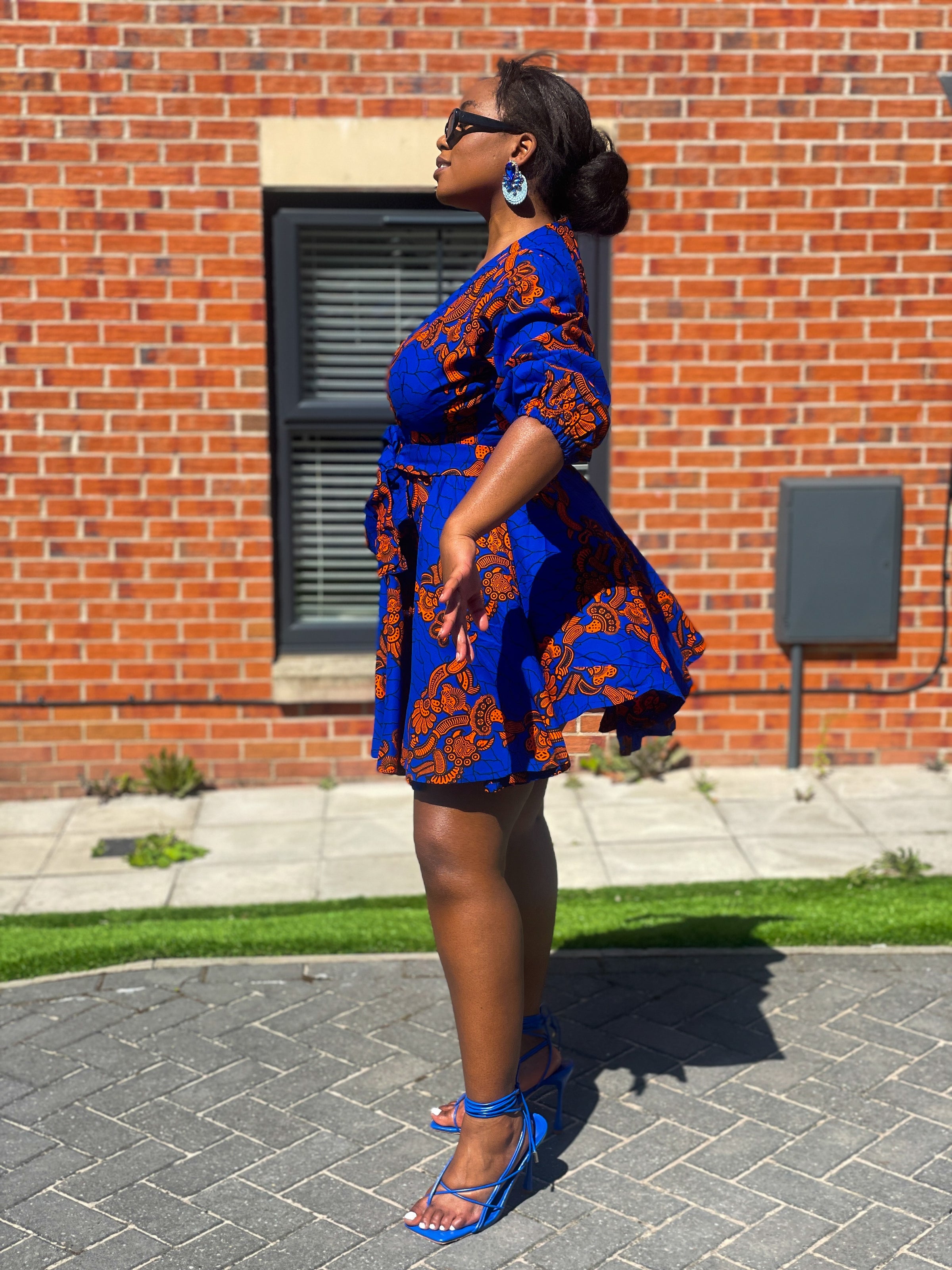 Bekky Ankara Mini Dress | Blue and Orange African Print M.A.DKollection Bekky Ankara Mini Dress | Blue and Orange African Print M.A.DKollection