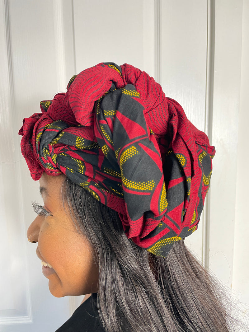 Tade Red and Black Ankara Headwrap/Scarf