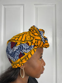 Zainab Yellow and White Ankara Headwrap/Scarf