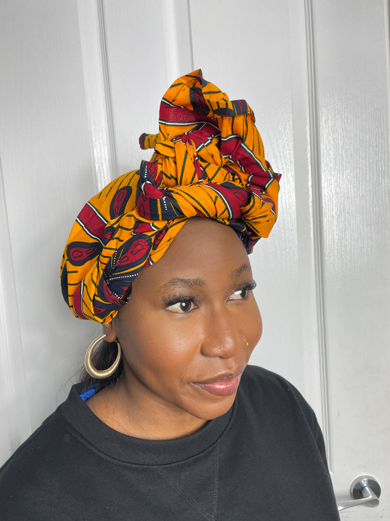 Doyin Yellow and Red Ankara Headwrap/Scarf