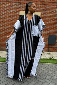 Eniola Asooke Kaftan Bubu| Black and White Pattern