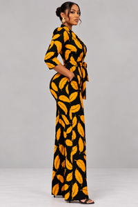 Anita Ankara Jumpsuit | Black and Yellow African Print