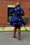 Eliyah Ankara Short flare Dress | Blue African Print