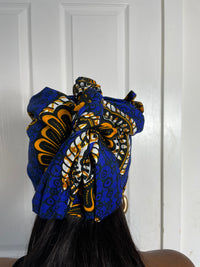 Tamara Blue and Yellow Ankara Headwrap/Scarf