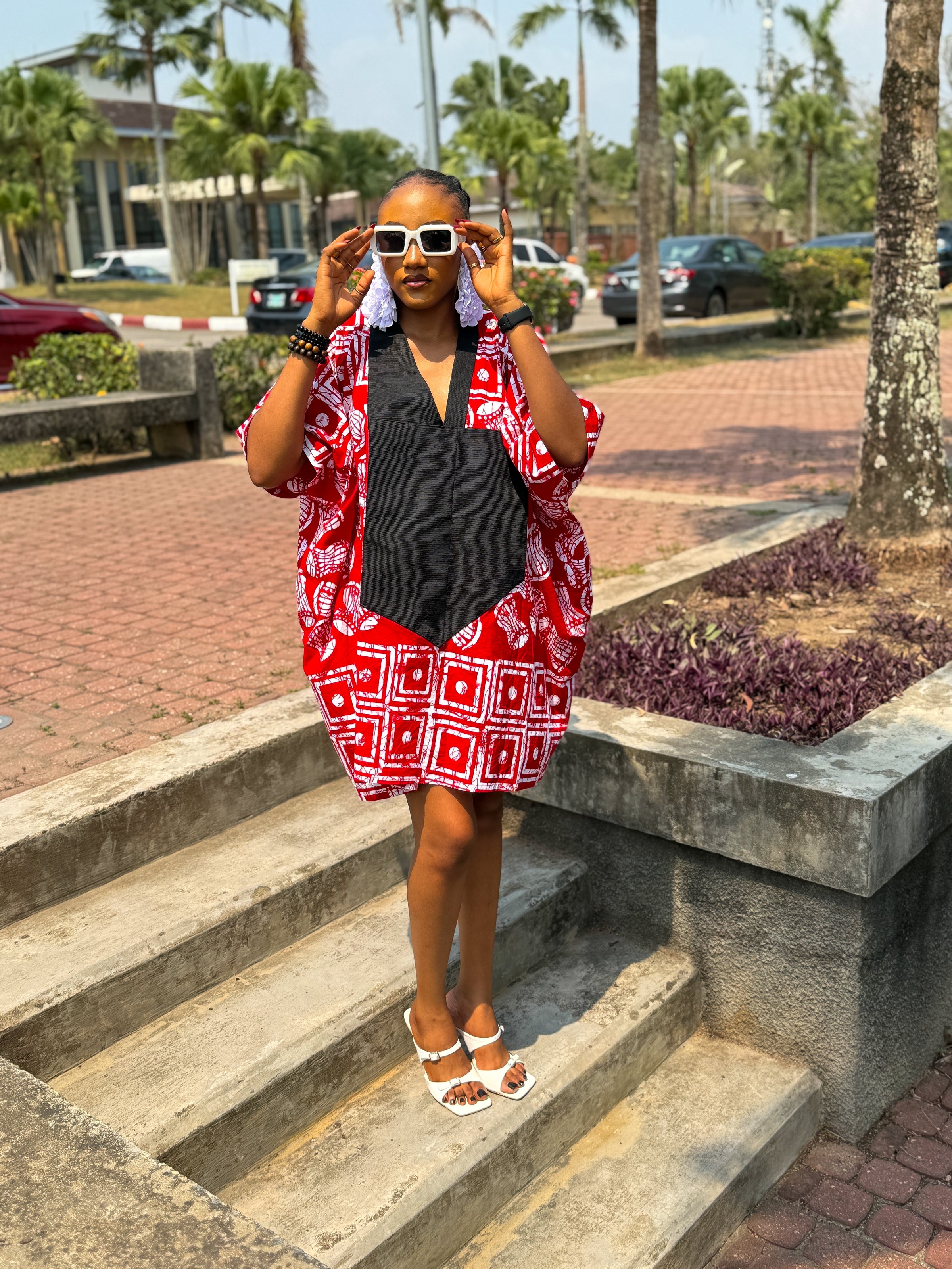 Esan Mini Bubu| Red and White Print