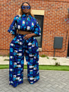 Tosin Ankara High Waisted Trouser | Blue African Print