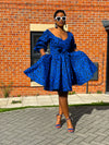 Bianca Ankara Midi Dress | Blue African Print