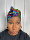 Adiza Blue and Green multicolored Ankara Headwrap/Scarf