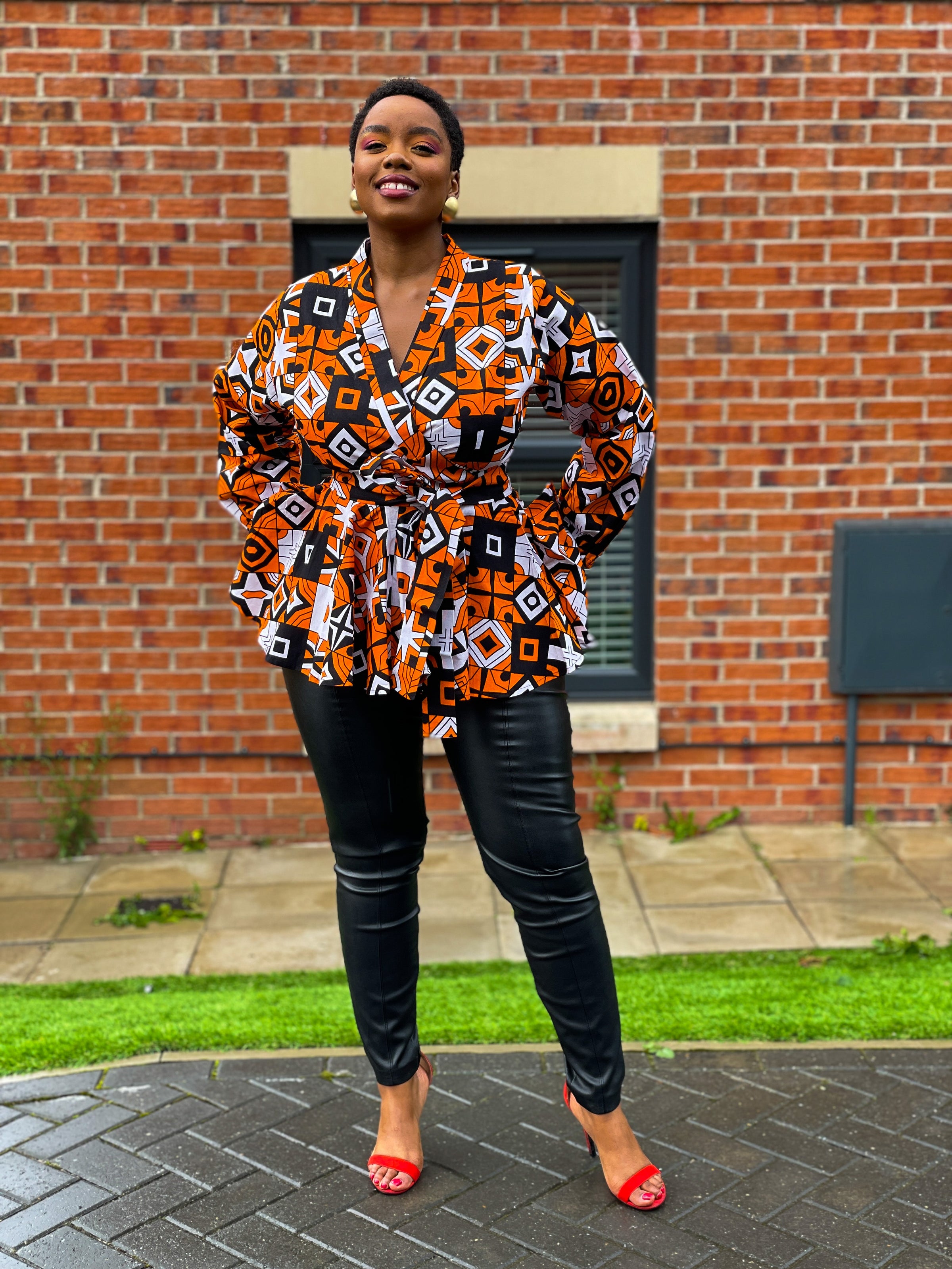 Celia Ankara Peplum Top Yellow and White African Print –