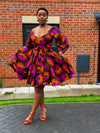 Billie Ankara Midi Dress | Pink and Orange African Print