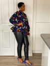 Ciara Ankara Peplum Top | Blue Multicolored African Print
