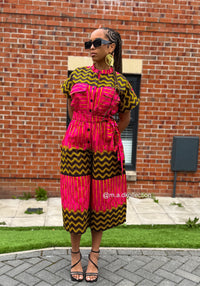 Keyshia Ankara Culotte Jumpsuit | Pink African Print Cropped Jumpsuit