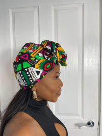 Juliana Yellow and Green Multicolored Ankara Headwrap/Scarf