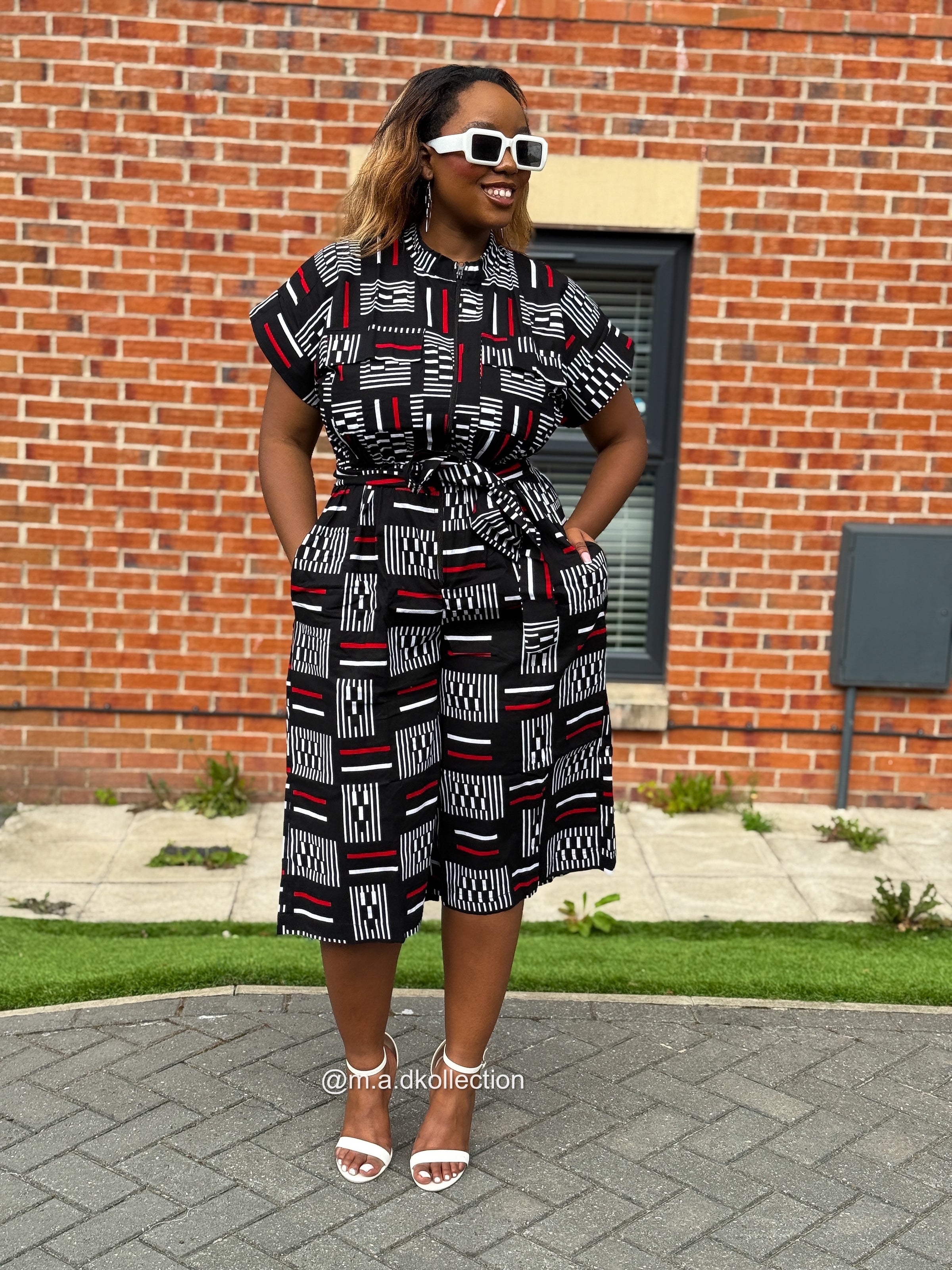 Tosin Culotte |Black and Red Print