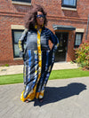 Titi Adire Shirt Dress  | Blue and Yellow Pattern