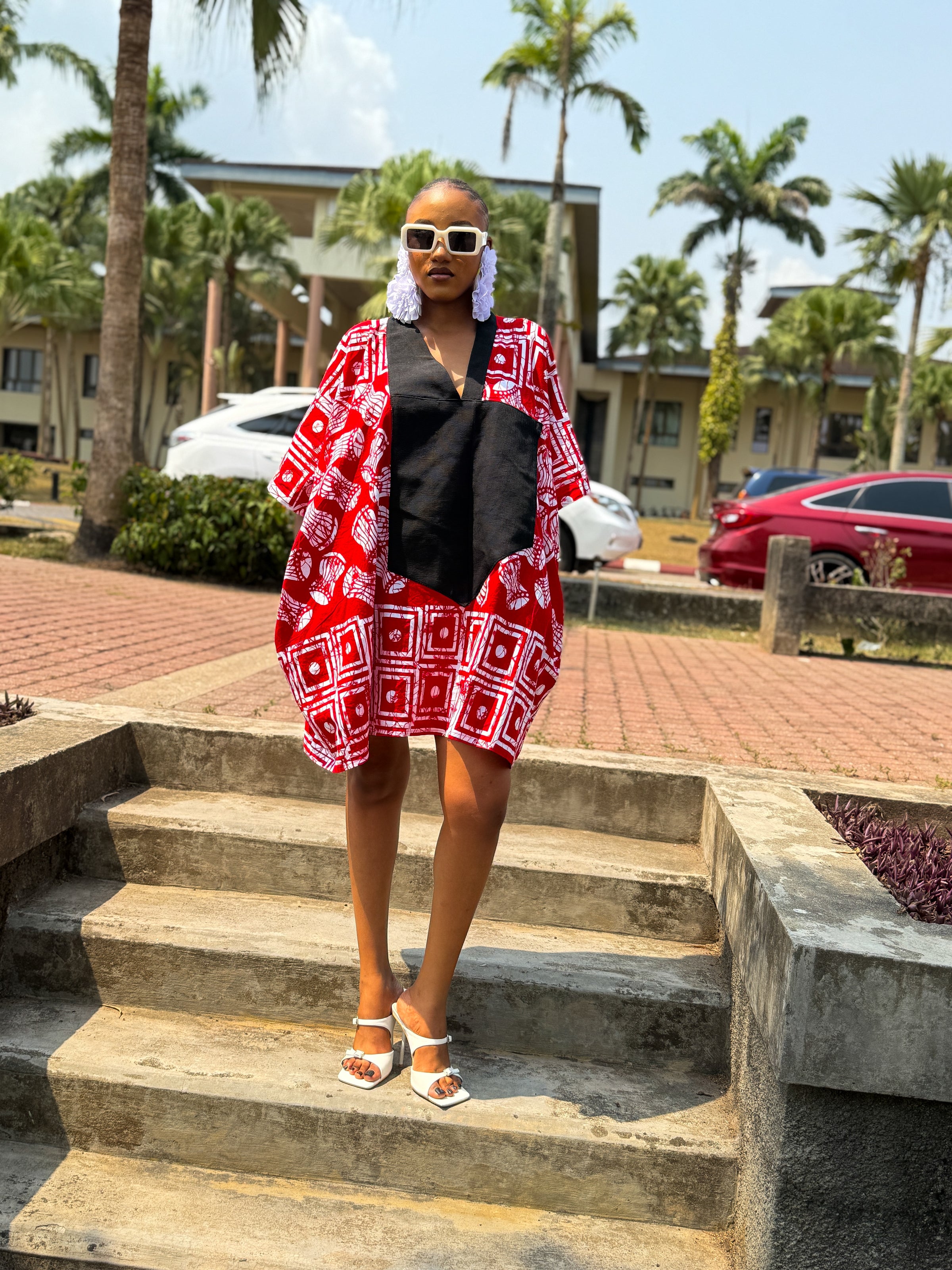 Esan Mini Bubu| Red and White Print