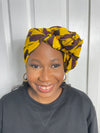 Abby Ankara Headwrap/Scarf |Yellow and Brown African Print