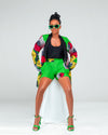 Eliana Ankara High Waisted Shorts | Green African Print
