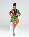 Eliana Ankara High Waisted Shorts | Green African Print