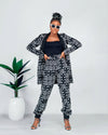 Edith Ankara High Waisted Trouser | Black and White African Print