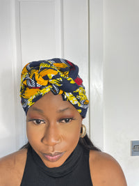 Debby Blue and Yellow Ankara Headwrap/Scarf
