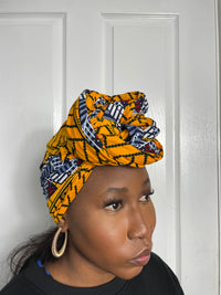 Zainab Yellow and White Ankara Headwrap/Scarf