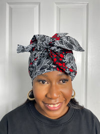 Sandra White and Red Ankara Headwrap/Scarf