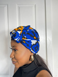 Emilia Blue and Yellow Ankara Headwrap/Scarf
