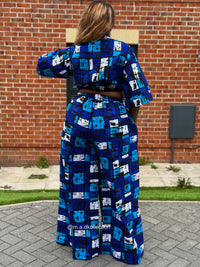 Tosin Ankara High Waisted Trouser | Blue African Print