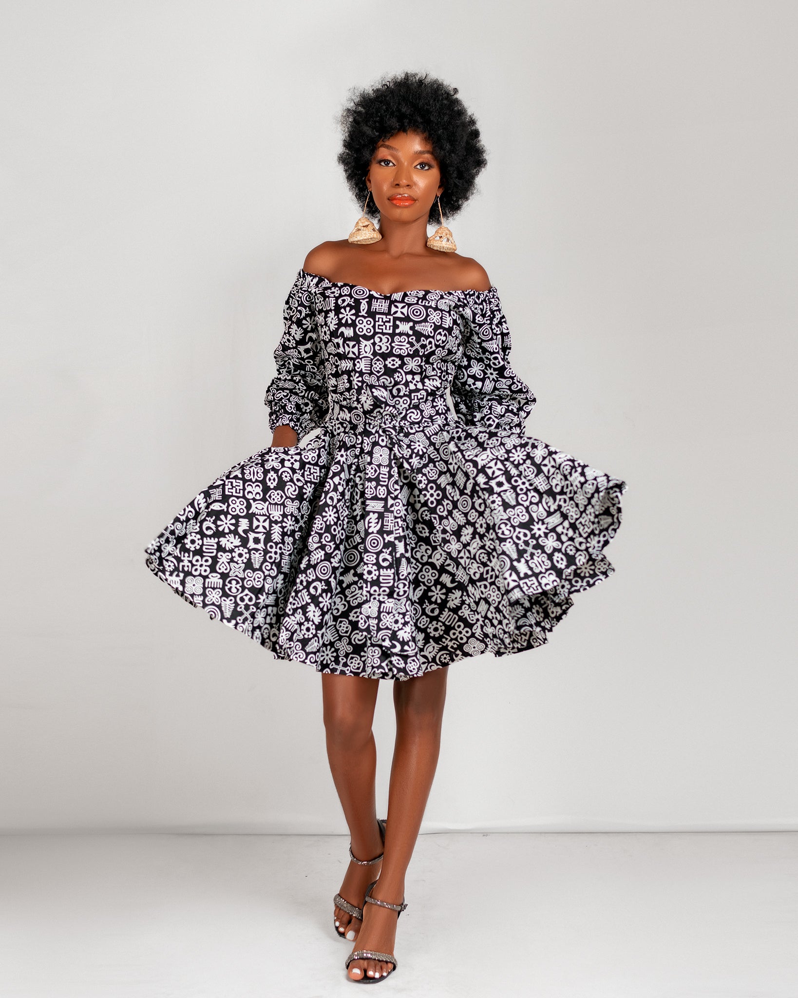 Bertie Ankara Short Mini Dress | Black and White African Print M.A.DKollection Bertie Ankara Short Mini Dress | Black and White African Print M.A.DKollection