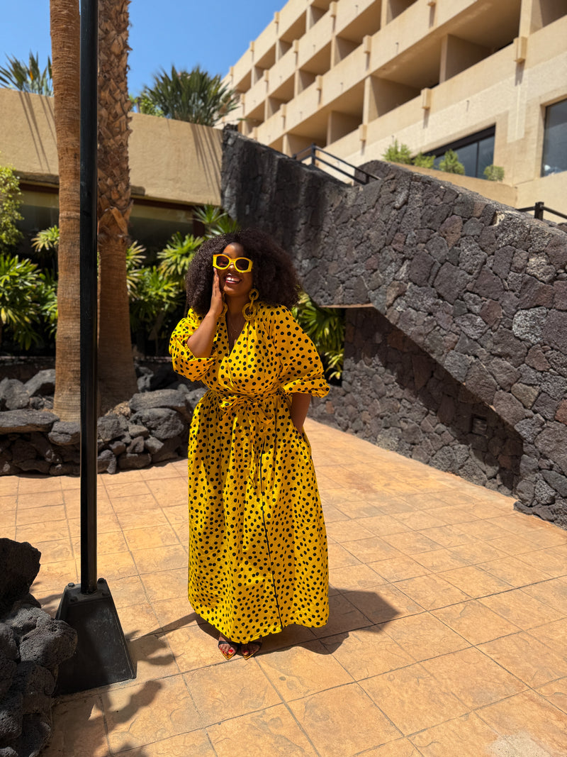 Oneil Ankara Maxi Dress | Yellow African Print