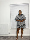 Alaba Ankara Shorts | Black And White African Print