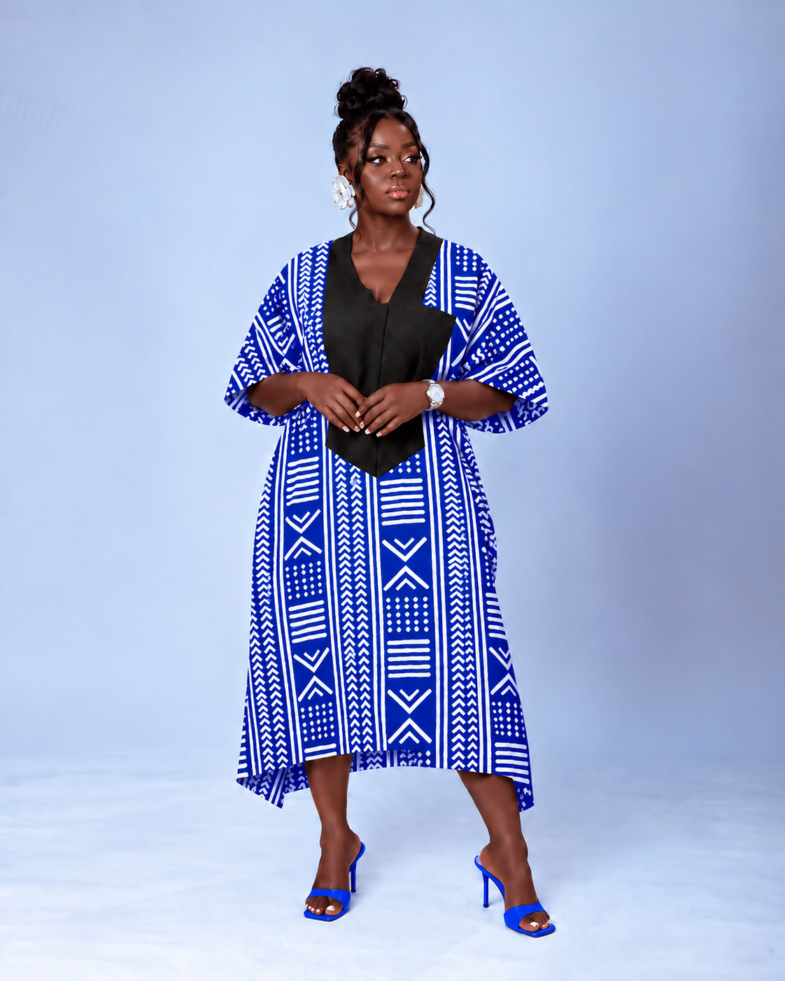 Emma Aso Oke Bubu| Blue and White Print