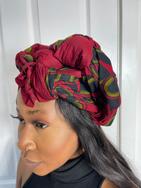 Tade Red and Black Ankara Headwrap/Scarf
