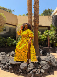 Oneil Ankara Maxi Dress | Yellow African Print