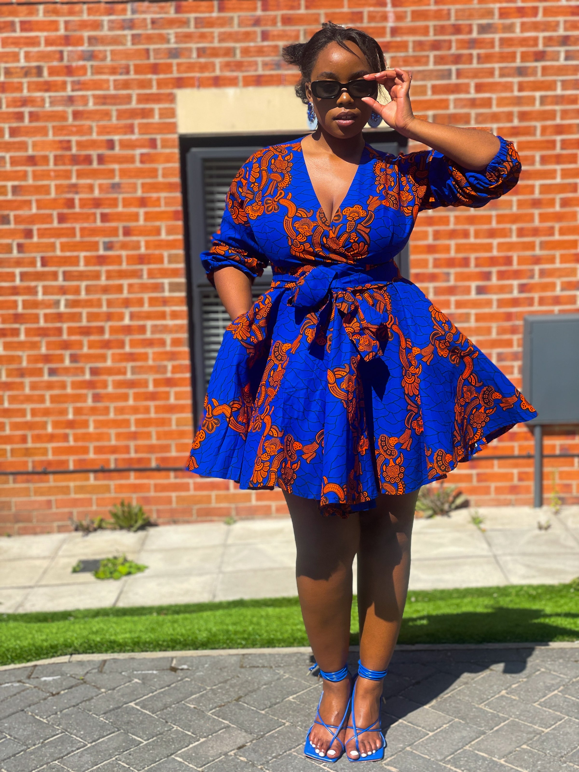 blue and orange african print dress JANETTE African Print Dress Blazer