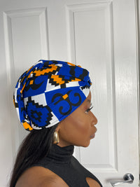 Emilia Blue and Yellow Ankara Headwrap/Scarf