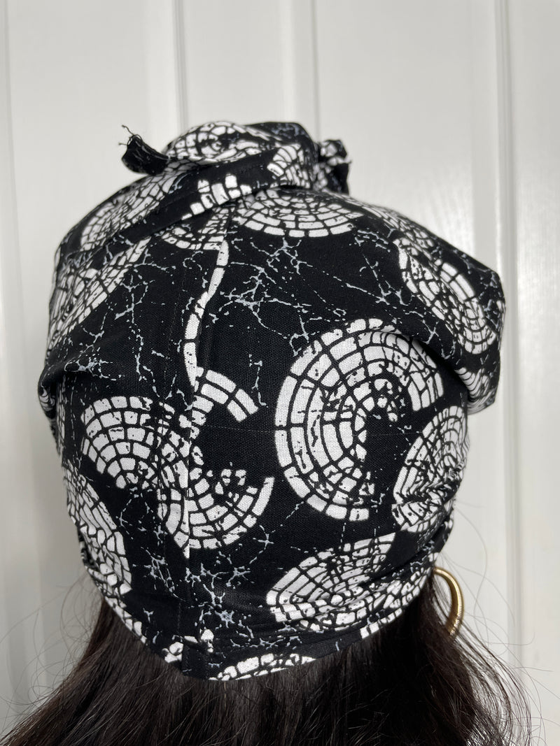 Sharon Black and White Ankara Headwrap/Scarf