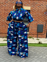 Tosin Ankara High Waisted Trouser | Blue African Print