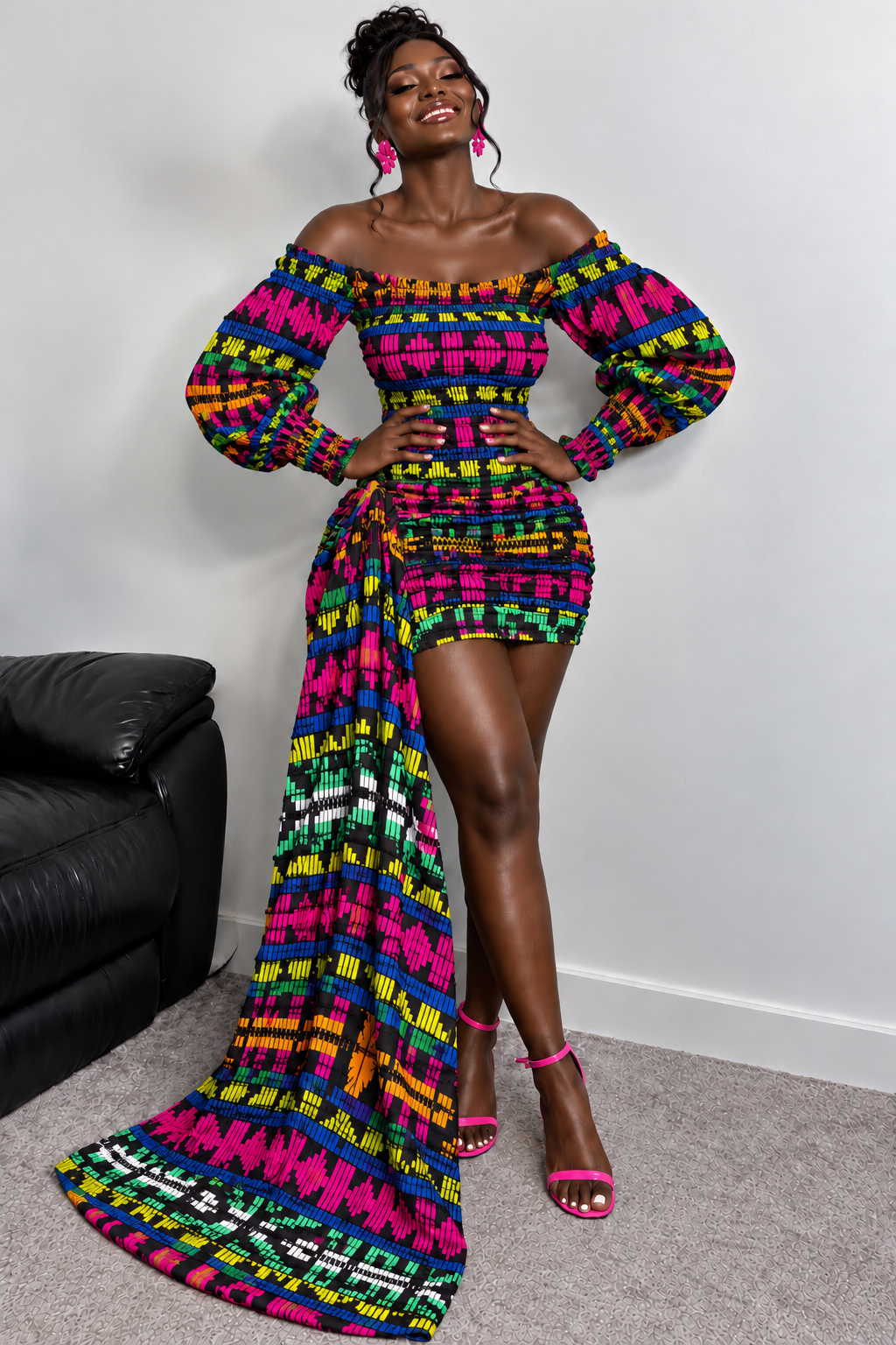 Fikayo Short Mini Dress | MultiColoured African Print