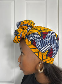 Zainab Yellow and White Ankara Headwrap/Scarf