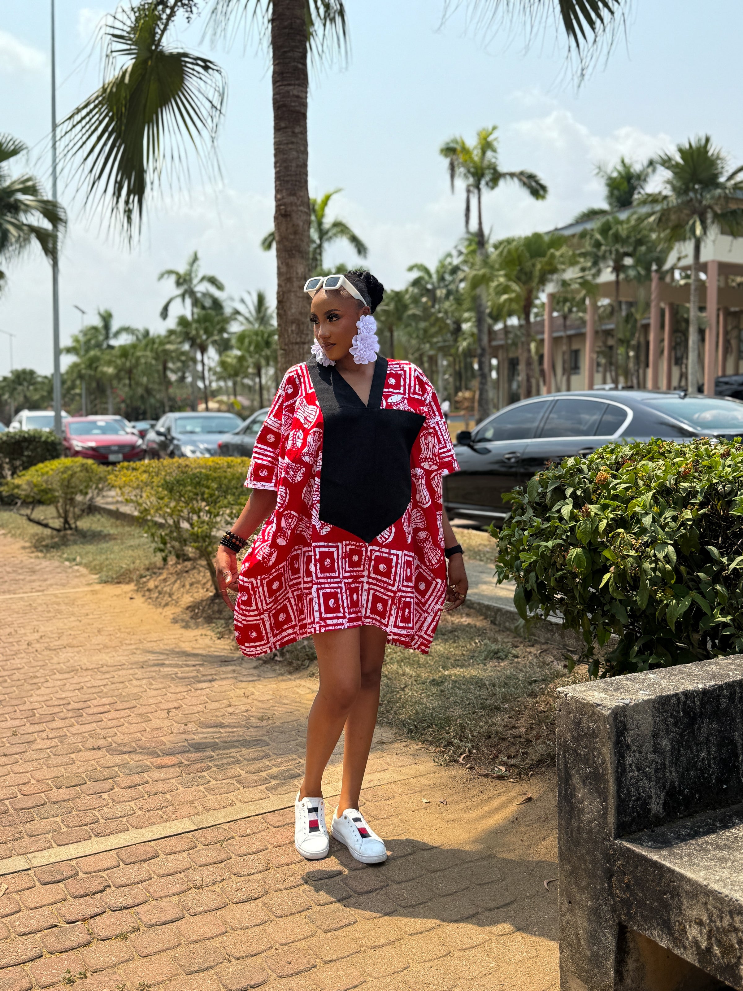 Esan Mini Bubu| Red and White Print
