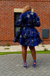 Eliyah Ankara Short flare Dress | Blue African Print