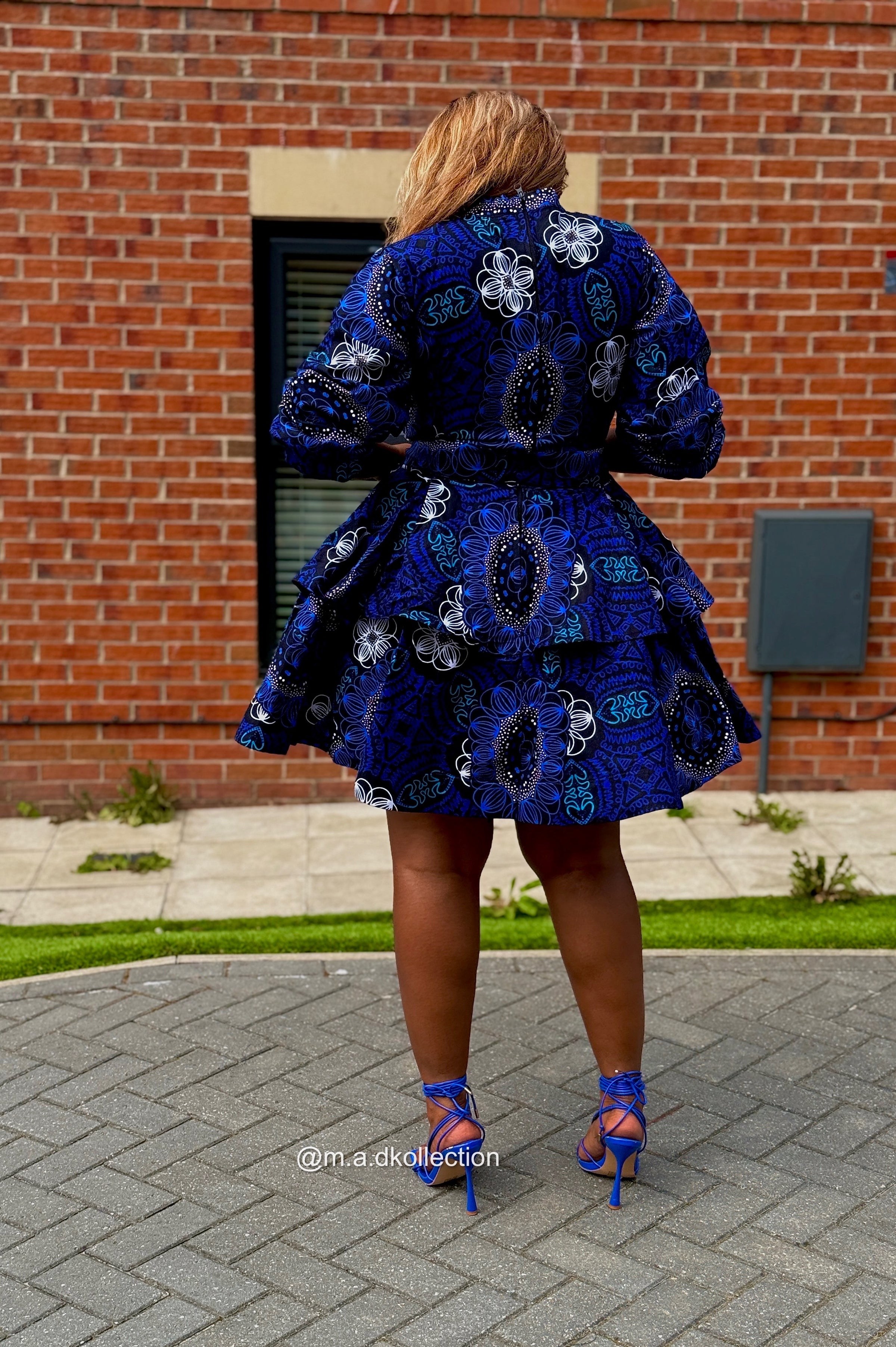 Eliyah Ankara Short flare Dress | Blue African Print