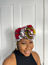Tara Yellow Red and White Ankara Headwrap/Scarf