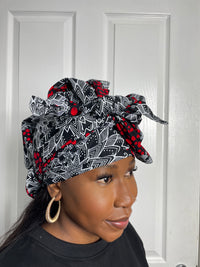 Sandra White and Red Ankara Headwrap/Scarf